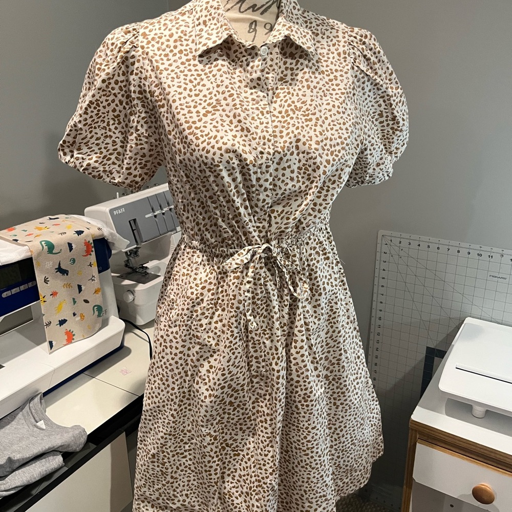 J. Crew Factory Cream Puff Sleeve A-Line Dress